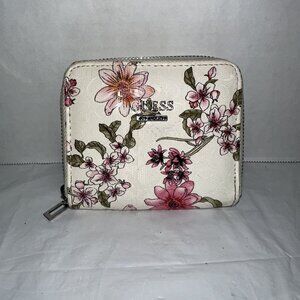 Guess Floral Print Zip-Around Wallet With Card & Coin Compartments